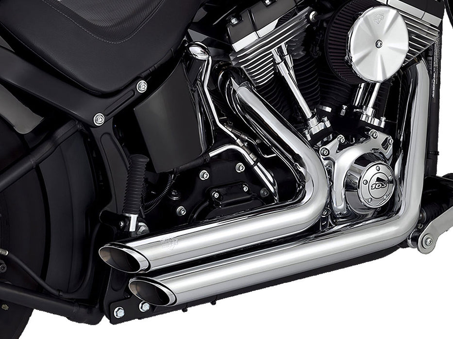 Shortshots Staggered Exhaust - Chrome. Fits Softail 1986-2017 Non-240 Tyre Models