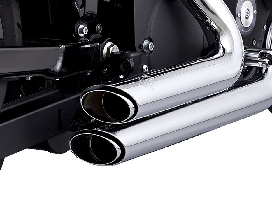 Shortshots Staggered Exhaust - Chrome. Fits Softail 1986-2017 Non-240 Tyre Models