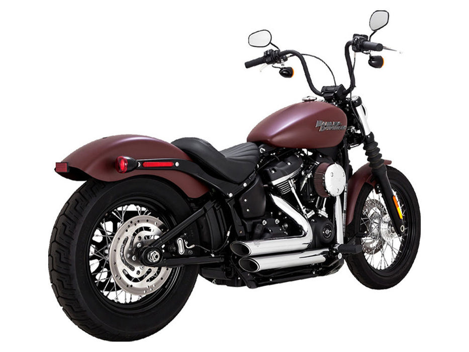 Shortshots Staggered Exhaust - Chrome. Fits Softail 2018up Non-240 Tyre Models