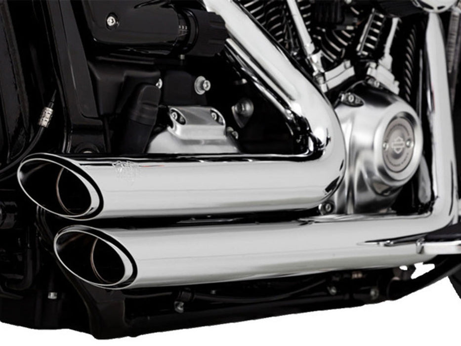 Shortshots Staggered Exhaust - Chrome. Fits Breakout & Fat Boy 2018up