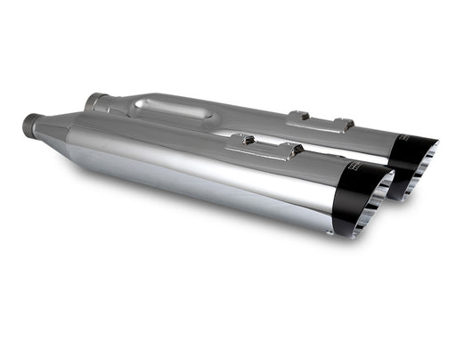 4.5in. Razorback Slash Cut Slip-On Mufflers - Chrome with Black End Caps. Fits Touring 2017up