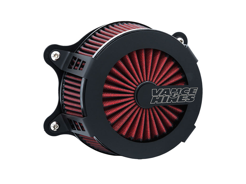 VO2 Cage Fighter Air Cleaner Kit - Black. Fits Softail 2000-2015, Dyna 1999-2017, Touring 1999-2007 with CV Carb or Cable Operated Delphi EFI