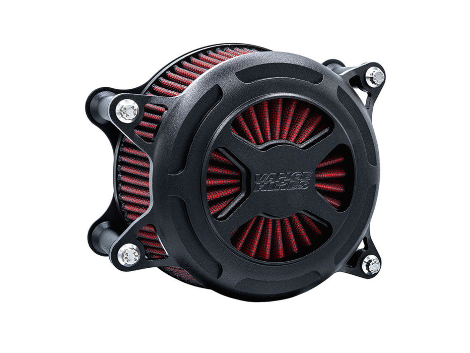 VO2 X Air Cleaner Kit - Wrinkle Black. Fits Softail 2000-2015, Dyna 1999-2017, Touring 1999-2007 with CV Carb or Cable Operated Delphi EFI