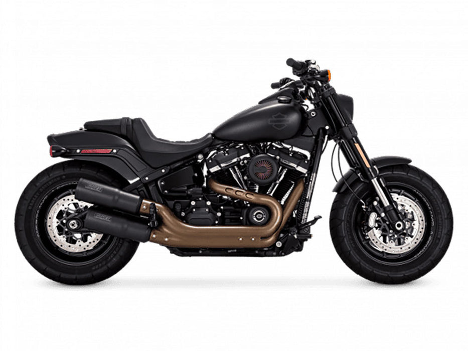 Hi-Output Slip-On Mufflers - Black. Fits Fat Bob 2018-2024