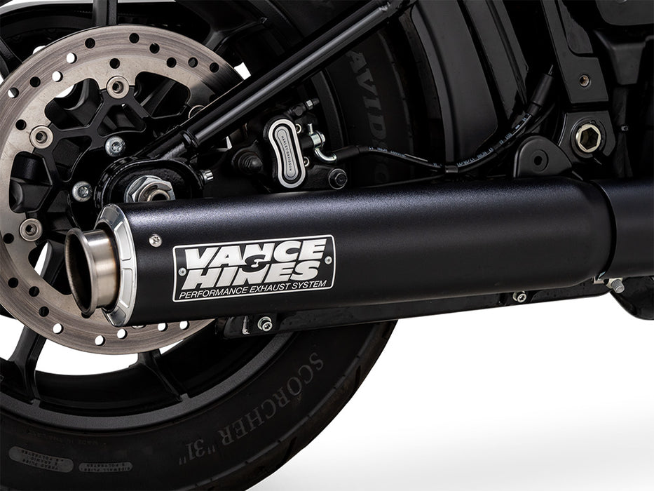4in. Supersport Slip-On Muffler - Black. Fits Softail Street Bob, Low Rider S, Low Rider ST & Heritage 2025up