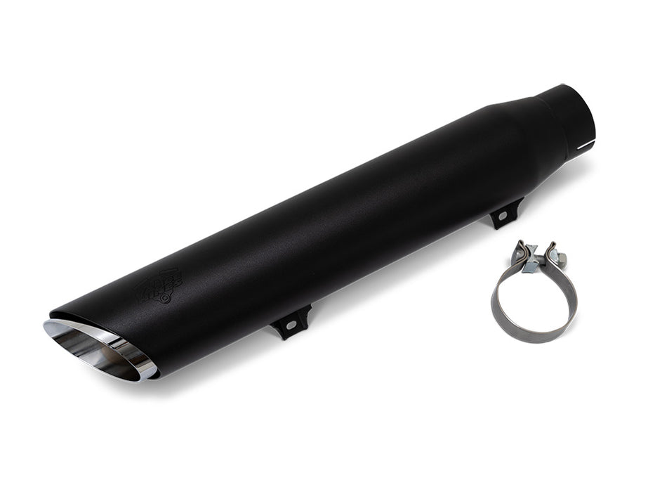 4in. Twin Slash Slip-On Muffler - Black. Fits Softail Street Bob, Low Rider S, Low Rider ST & Heritage 2025up