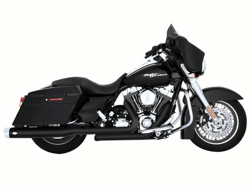 Dresser Duals, Right Side Tuck & Under Headers - Black. Fits Touring 2009-2016