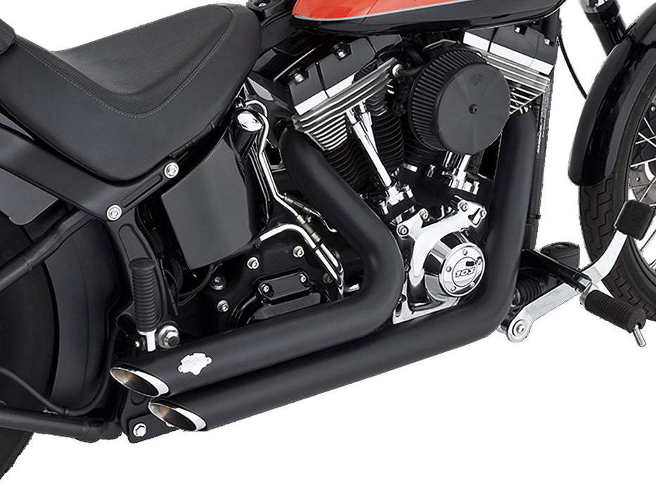 Shortshots Staggered Exhaust - Black. Fits Softail 1986-2017 Non-240 Tyre Models