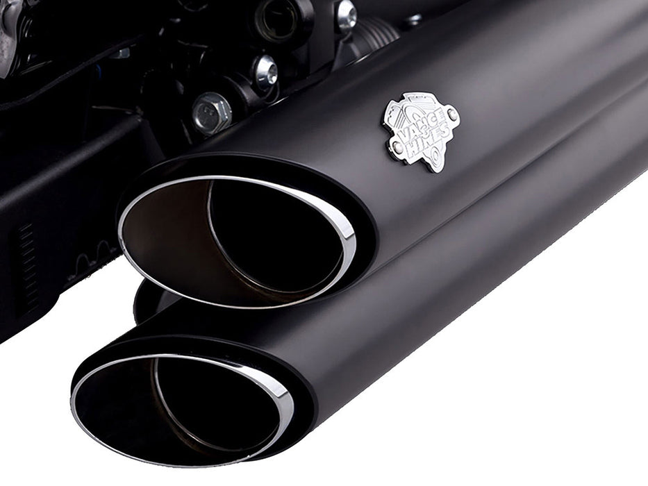 Shortshots Staggered Exhaust - Black. Fits Softail 1986-2017 Non-240 Tyre Models