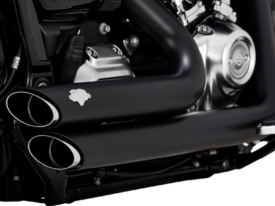 Shortshots Staggered Exhaust - Black. Fits Breakout & Fat Boy 2018up