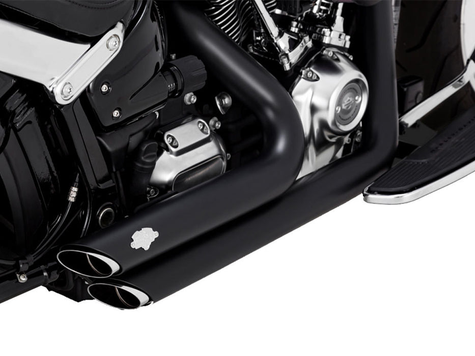 Shortshots Staggered Exhaust - Black. Fits Breakout & Fat Boy 2018up