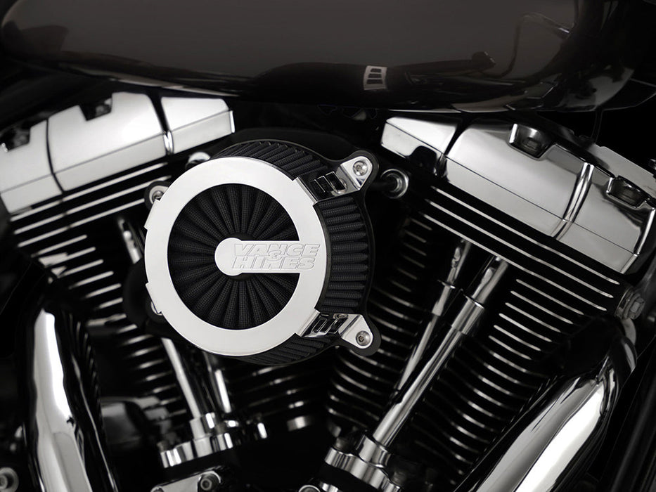 VO2 Cage Fighter Air Cleaner Kit - Chrome. Fits Softail 2000-2015, Dyna 1999-2017, Touring 1999-2007 with CV Carb or Cable Operated Delphi EFI