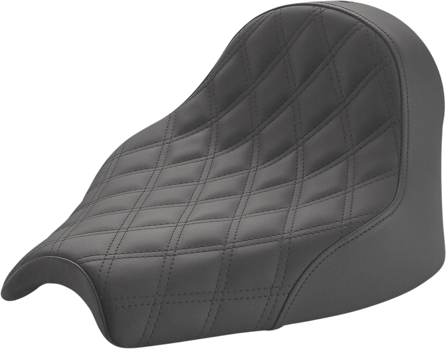 SADDLEMEN Renegade LS Solo Seat With Black Double Diamond Lattice Stitch. Fits Indian Cruiser 2022up