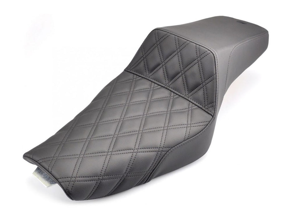 Saddlemen Step-Up Seat with Black Double Diamond Lattice Stitch. Fits Sportster 2004up with 4.5 Gallon Fuel Tank.