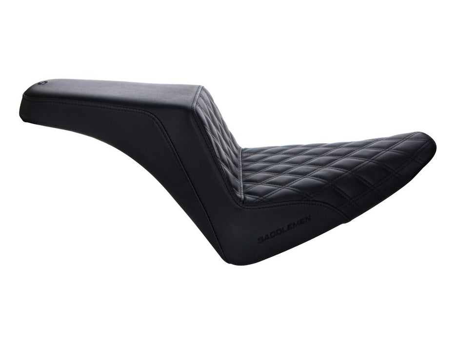 Softail - Saddlemen Step-Up LS Dual Seat with Black Double Diamond Lattice Stitch. Fits Softail Slim 2012-2017 & Blackline 2011-2013.