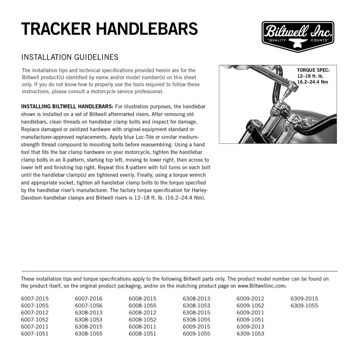 Biltwell Tracker High Handlebars 7/8" - Black