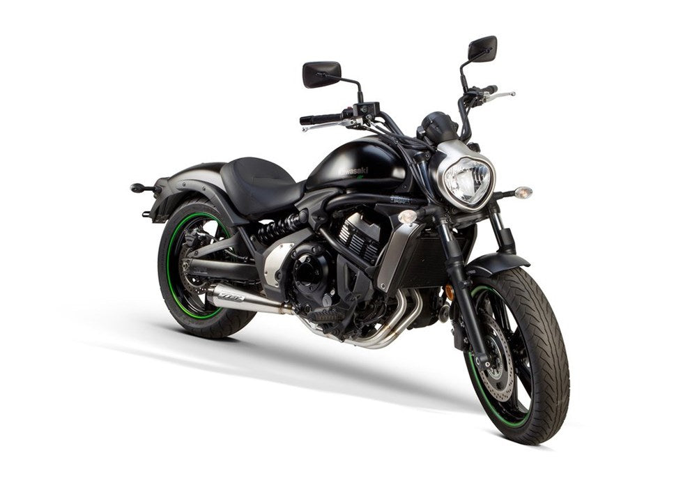 TBR Comp-S 2-Into-1 Exhaust – Stainless Steel With Carbon Fiber End Cap. Fits Kawasaki Vulcan 'S' 650cc 2015up